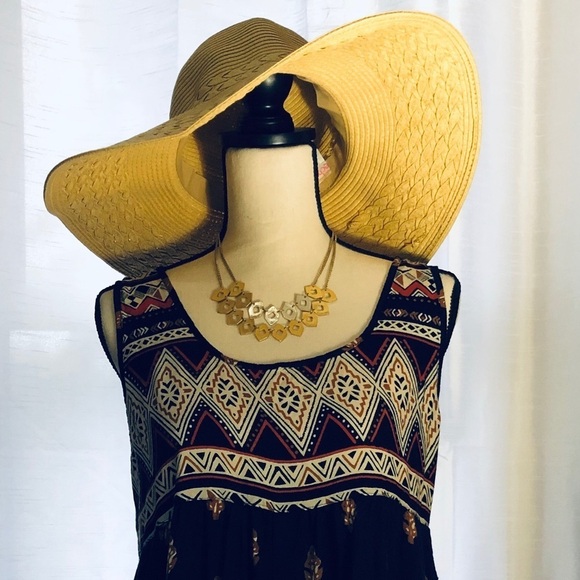 🎄 Angie romper boho  style navy geometric SZ M - Picture 2 of 9